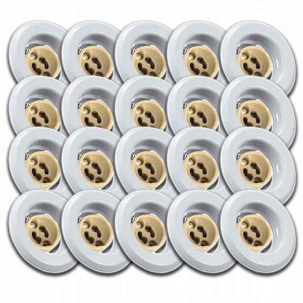 20 x Bílé Kulaté Stropní Svítidlo Halogen Zásuvka Konektor GU10 Pro Žárovku