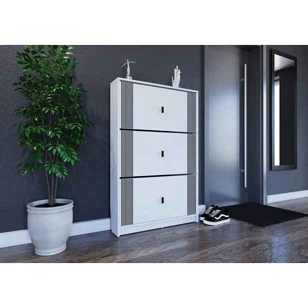 Casarredo Botník LITE 1, barva bílá mat/šedá