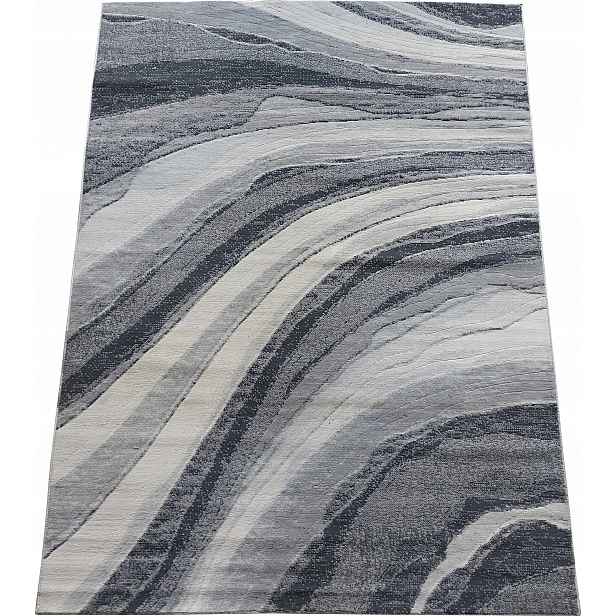 Koberec plyšový šedý, mazaný, vlnky 133 x 190 cm