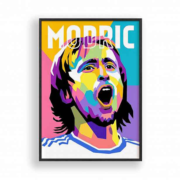 Obraz Luka Modrić Portrét Plakát Rámeček Dřevěný Černý 30x42 cm