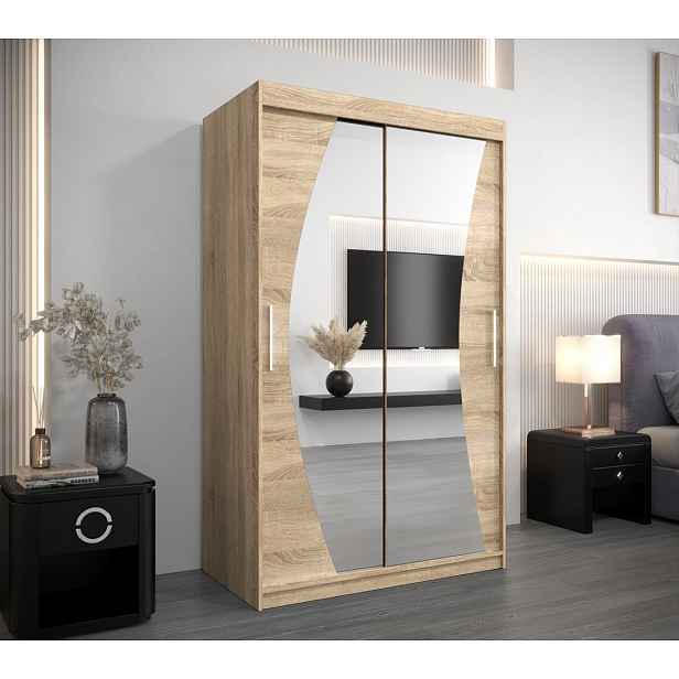 Skříň s posuvnými dveřmi AGATA - 120 cm, dub sonoma