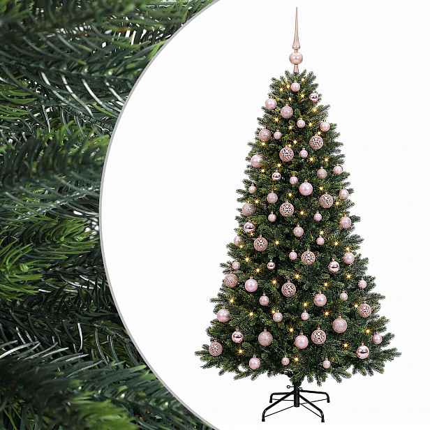 vidaXL Umělý vánoční stromek s baňkami 240 cm 300 LED Teplá bílá