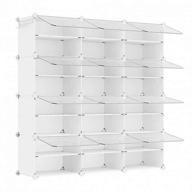 Boxxx REGÁL NA BOTY, bílá, průhledné, 124,4/124,6/32 cm