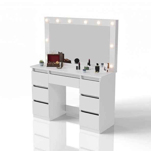 Juskys 107344 toaletní stolek LED bílý