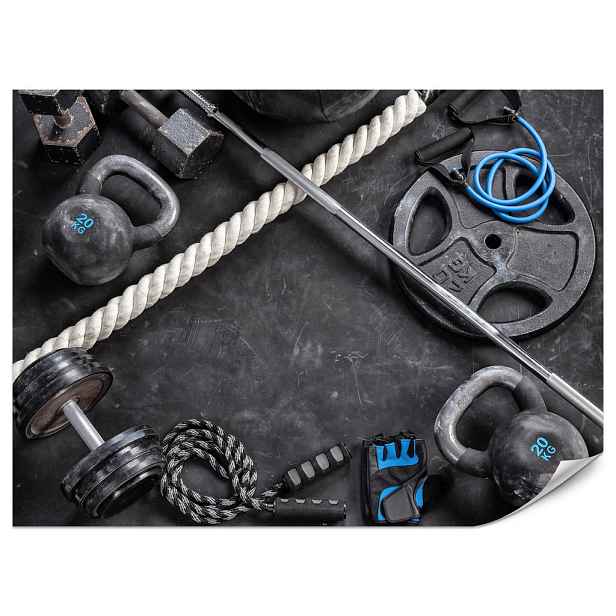 Muralo FOTOTAPETA do Posilovny Tréninkové Vybavení Kettlebell Činky 250x175