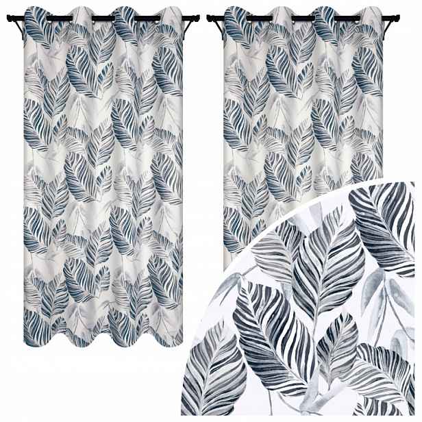 Záclony Do Obývacího Pokoje Komplet 2 Ks 140x280 CM Záclony V Listech Na Oka