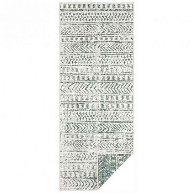 Zeleno-krémový venkovní koberec Bougari Biri, 80 x 250 cm