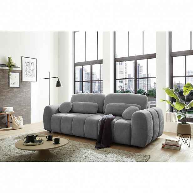 MID.YOU ROZKLÁDACÍ POHOVKA, textil, šedá