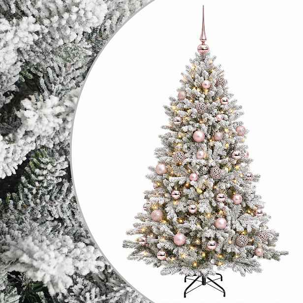 vidaXL Umělý vánoční stromek s vánočními koulemi 150 cm 150 LED