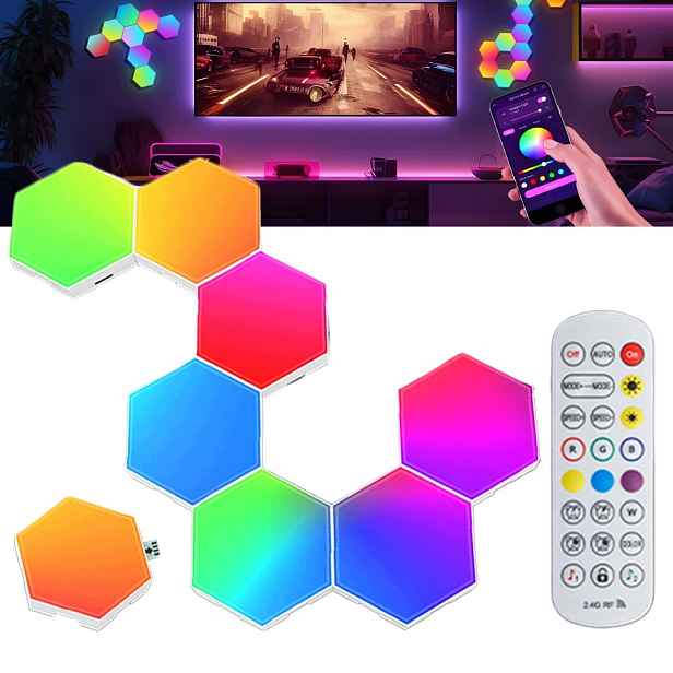 Herní Nástěnná Lampa Hexagon Rgb Modulární 8X Šestihranná Led pro hráče
