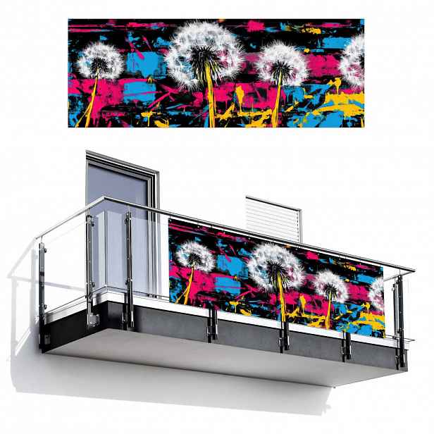 MuchoWow BALKONOVÁ ZÁSTĚNA Street art - Barevné - Nástěnné 300x110 cm