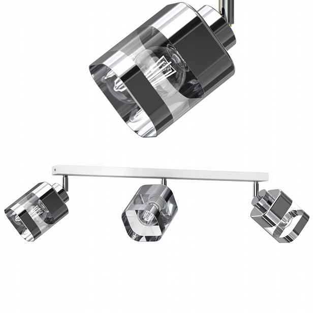 Stropní Svítidlo Stropní Svítidlo Skleněná E27 Chromované Stínidlo 3 Body Polská Lampa
