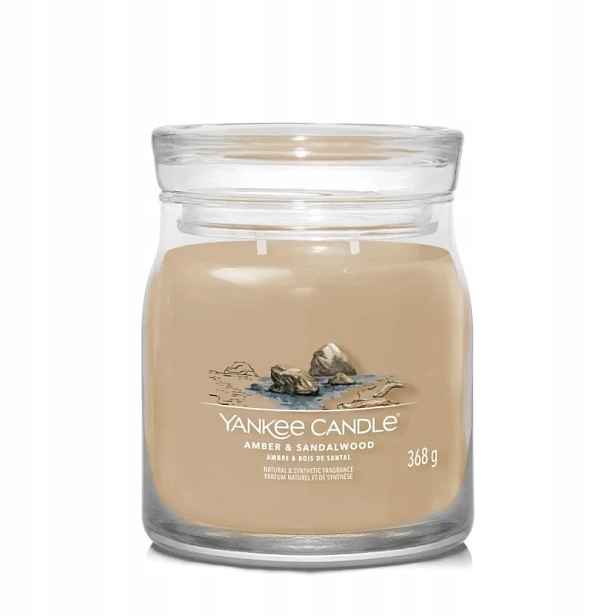 Yankee Candle Amber & Sandalwood střední sójová svíčka se dvěma knoty 368 g