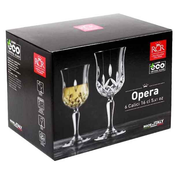 Křišťálové malé skleničky na bílé víno Rcr Opera 160 ml 6 ks