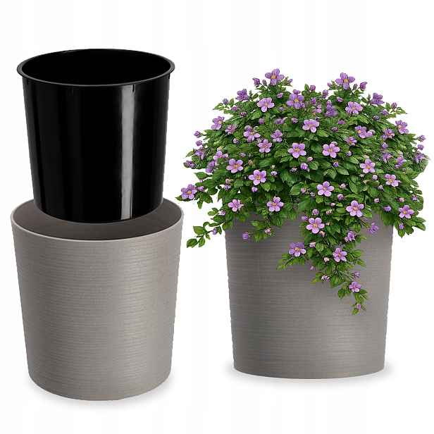 Květináč Obal Na Květináč Záhon 30 cm Vložka Do Obývacího Pokoje Šedá
