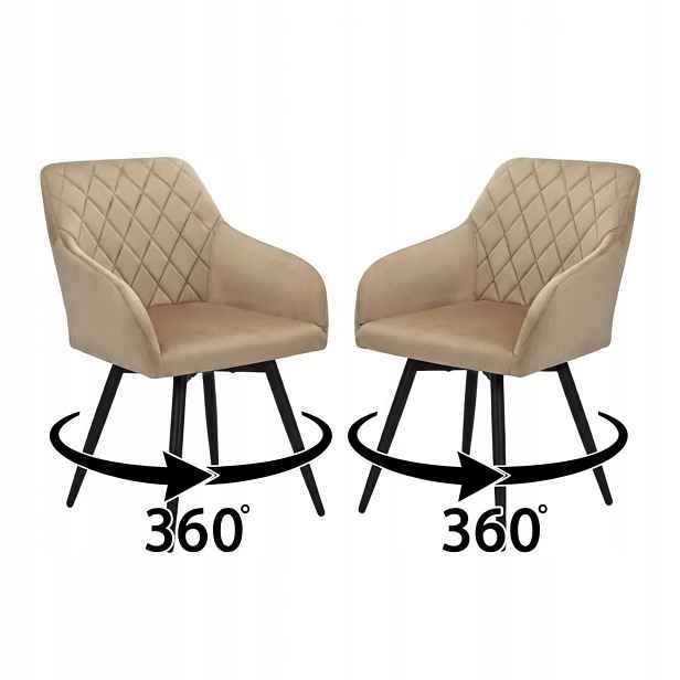 Set 2 Kus Čalouněné křeslo otočné o 360° velurové loftové křeslo béžové