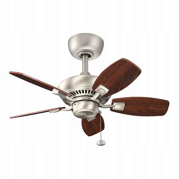Stropní ventilátor 76 cm kartáčovaný nikl/ořech do obývacího pokoje Kichler