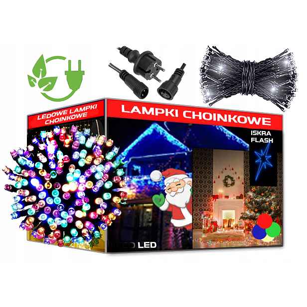 vánoční osvětlení na stromeček 300 Led Flash Multikolor na stromeček, svátky, blikající
