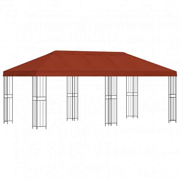 vidaXL Zahradní altán 6 x 3 m Cihlová Polyester a ocel 190 gsm