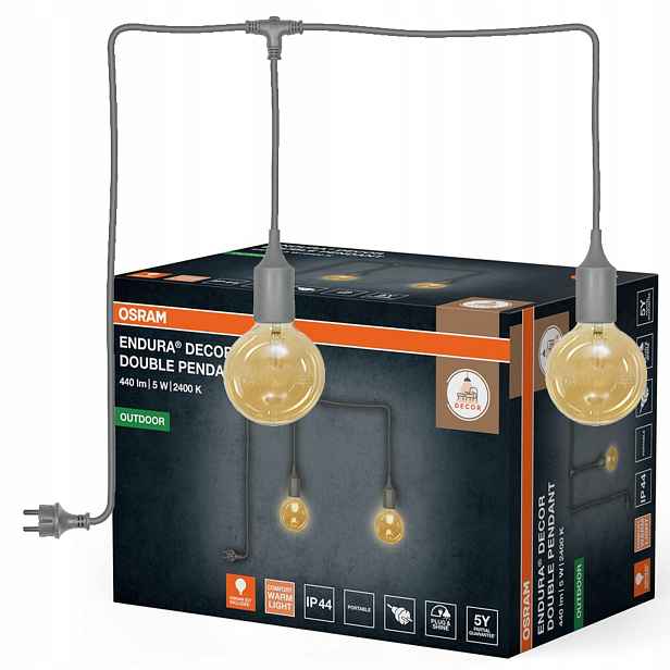 Závěsná stropní lampa Zwis 2.5W 440lm 2400K 2xE27 Šedá IP44 Osram