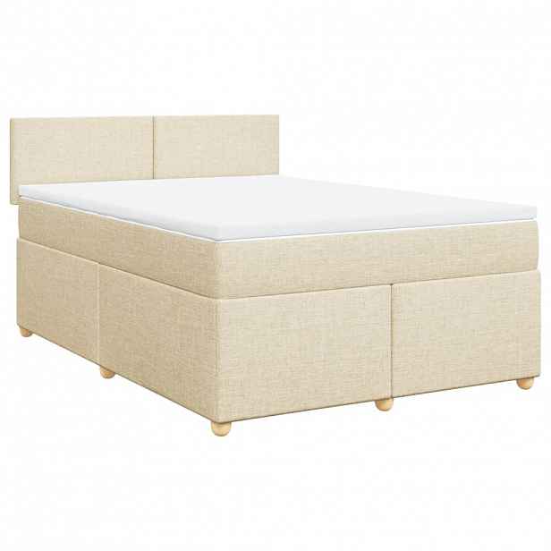 vidaXL Box spring postel s matrací krémová 140x190 cm textil