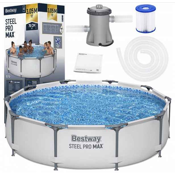 Bazén Rámový Kulatý 305x76 cm Bestway 56408 Čerpadlo Filtr Max