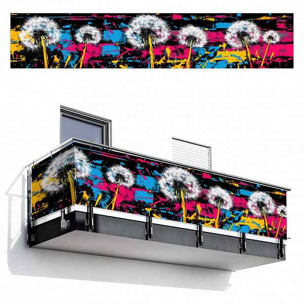 MuchoWow BALKONOVÁ ZÁSTĚNA Street art - Barevné - Nástěnné 500x95 cm