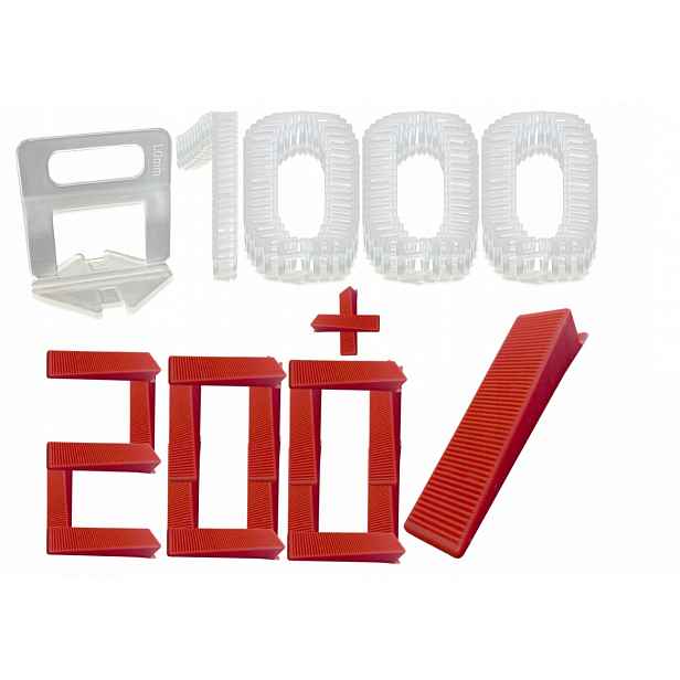 Systém Pro Vyrovnávání Dlaždic 1000x Klipsy 1.0 mm 200x Silné Klíny