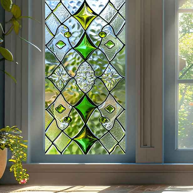 TEMU 2D plochá fólie - 2D plochá fólie - 1 ks 2D samolepicí fólie s moderním geometrickým vzorem | PVC, barevný diamantový design, tloušťka 2 mil,