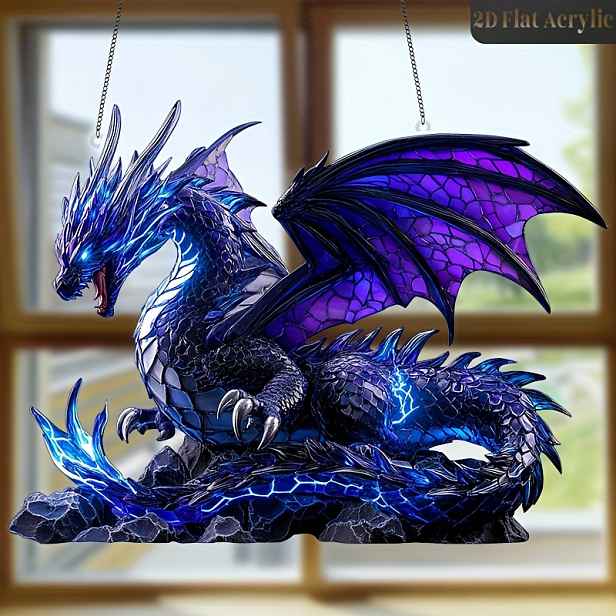 TEMU 2D Plochý, 2D Plochý Fantasy Bleskový Akrylový Lapač Slunce, Závěsná Zahradní Dekorace, Ideální pro Domácí Kancelář, Hernu, Obývací ,