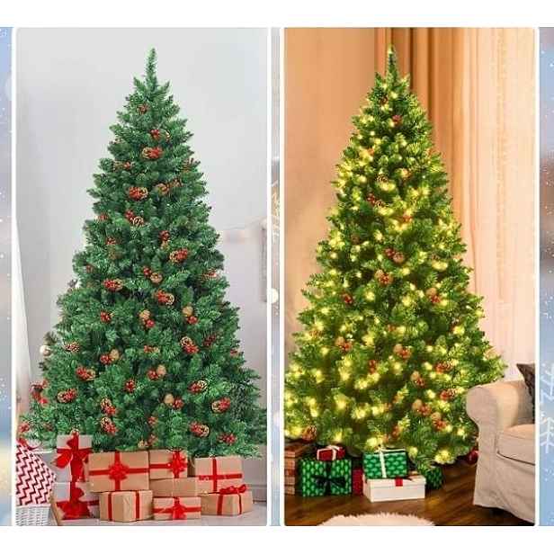Umělý vánoční stromek s Led světly 135 cm s dekoracemi Costaway (22850DE)