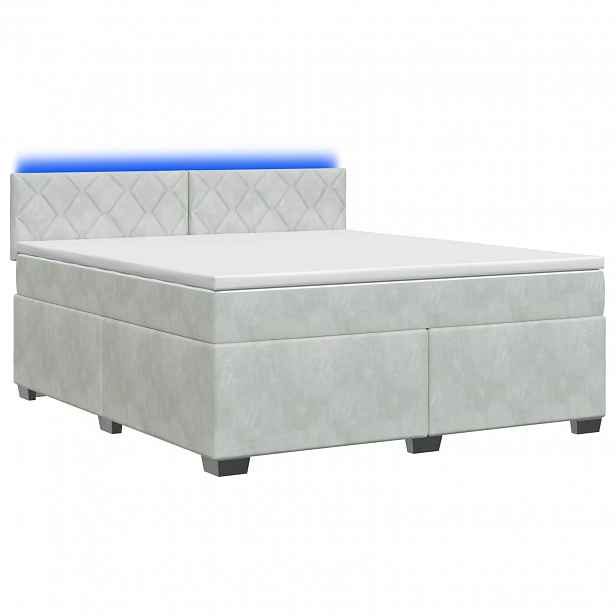vidaXL Box spring postel s matrací a LED Světle šedá 140 x 190 cm