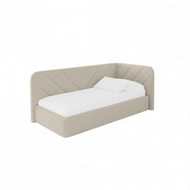 ALTDECOR JEDNOLŮŽKOVÁ POSTEL pro mládež s úložným prostorem, vlevo - FIKY 100x200 tmavě béžová