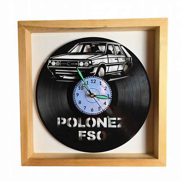 Polonez Fso Nástěnné hodiny v dřevěném rámu 35x35x5 cm Vinyl Vinylová deska