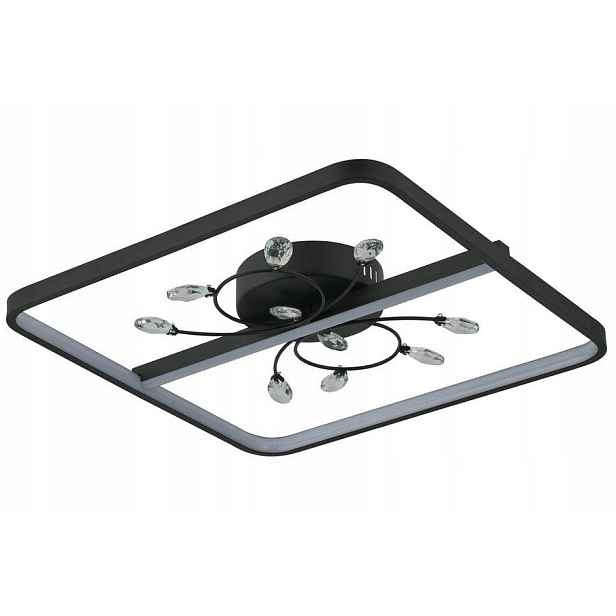 stropní svítidlo Led moderní černé s křišťály čtvercové 45cm Reality