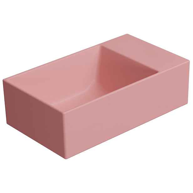 GSI KUBE X keramické umývátko 40x23cm, bez otvoru, pravé/levé, blush mat