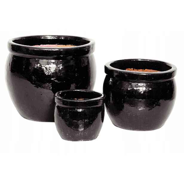 Květináč Glazed Delta Shiny Black 28 cm x 24 cm