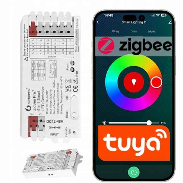 Led ovladač ZigBee Tuya Rgbw Rgb Cct stmívač 12-48V 720W