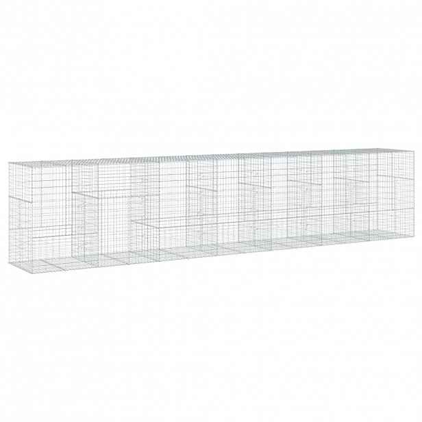vidaXL Gabionový koš s víkem 700 x 100 x 150 cm pozinkované železo