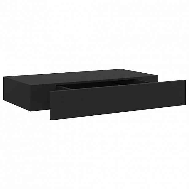 vidaXL Plovoucí nástěnná police se zásuvkou černá 48 x 25 x 8 cm