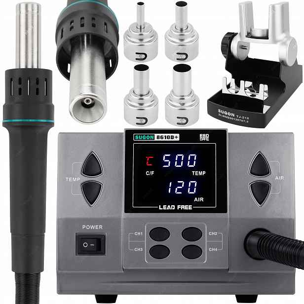 Horkovzdušná Pájecí Stanice Pro Bga Smd Svařování Plastů Sugon 8610D+ 1000W