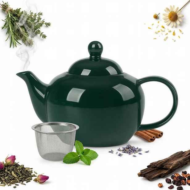 Keramická Konvice Sítko Na Louhování Čaje Na Kávu Čaj Green 1 L Tmavě Zelená