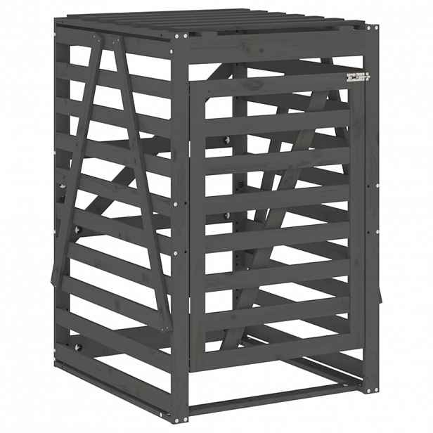 vidaXL Úložný box na popelnici šedý 84x90x128,5 cm masivní borovice