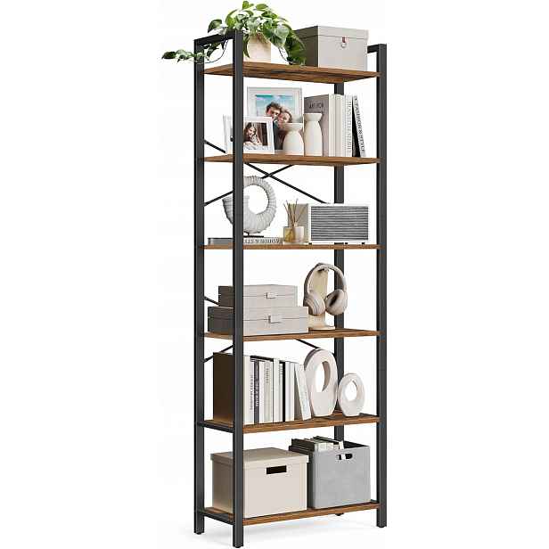 Vysoký industriální dekorativní regál na knihy 6-úrovňový 186 cm Loft