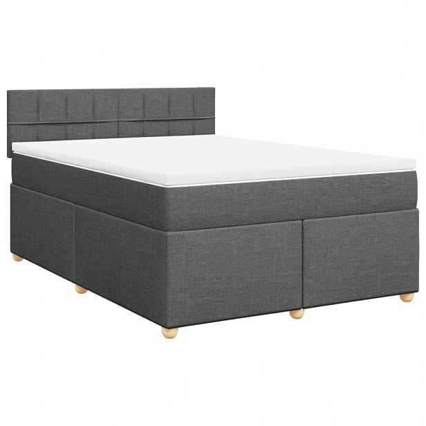 vidaXL Box spring postel s matrací tmavě šedý 140 x 190 cm textil
