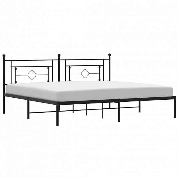 vidaXL Kovový rám postele s čelem černý 193 x 203 cm