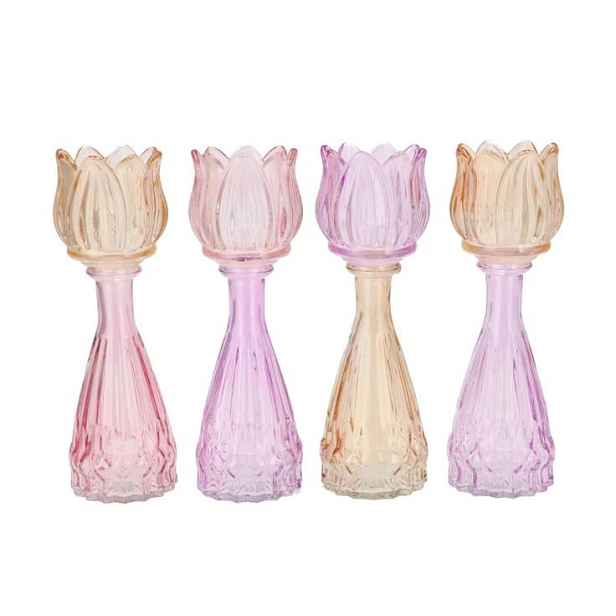 4ks pastelový mix skleněný svícen/ váza tulipán Love Tulip - Ø 7*22cm daan kromhout