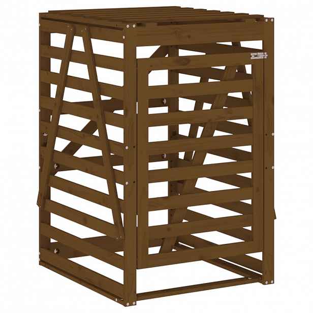 vidaXL Úložný box na popelnici hnědý 84x90x128,5 cm masivní borovice