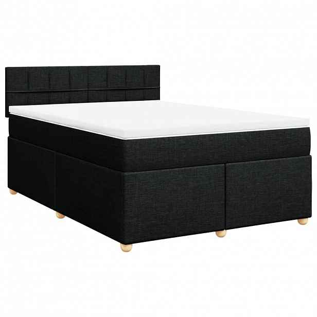 vidaXL Box spring postel s matrací černá 140 x 190 cm textil