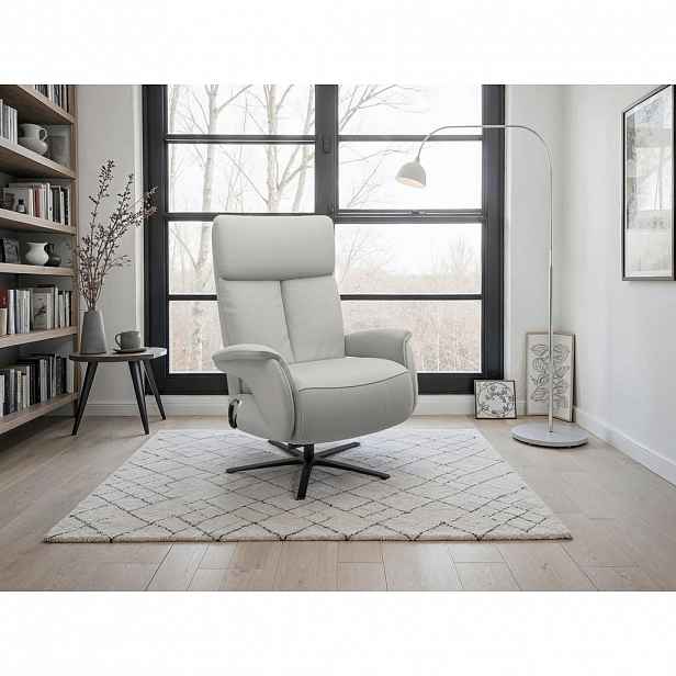 Sit & More RELAXAČNÍ KŘESLO, kůže, světle šedá